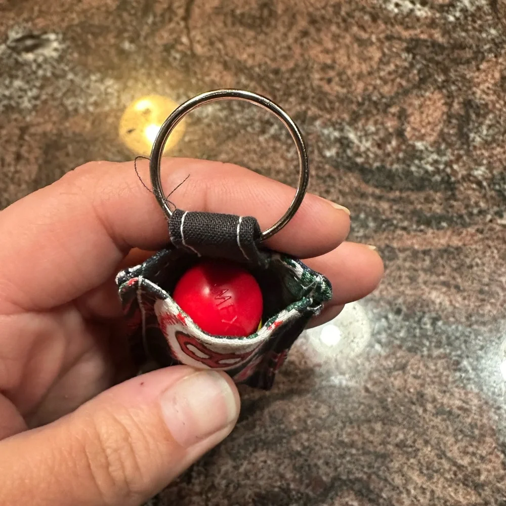 Handmade lip balm holder keychain- Boston Red Sox design